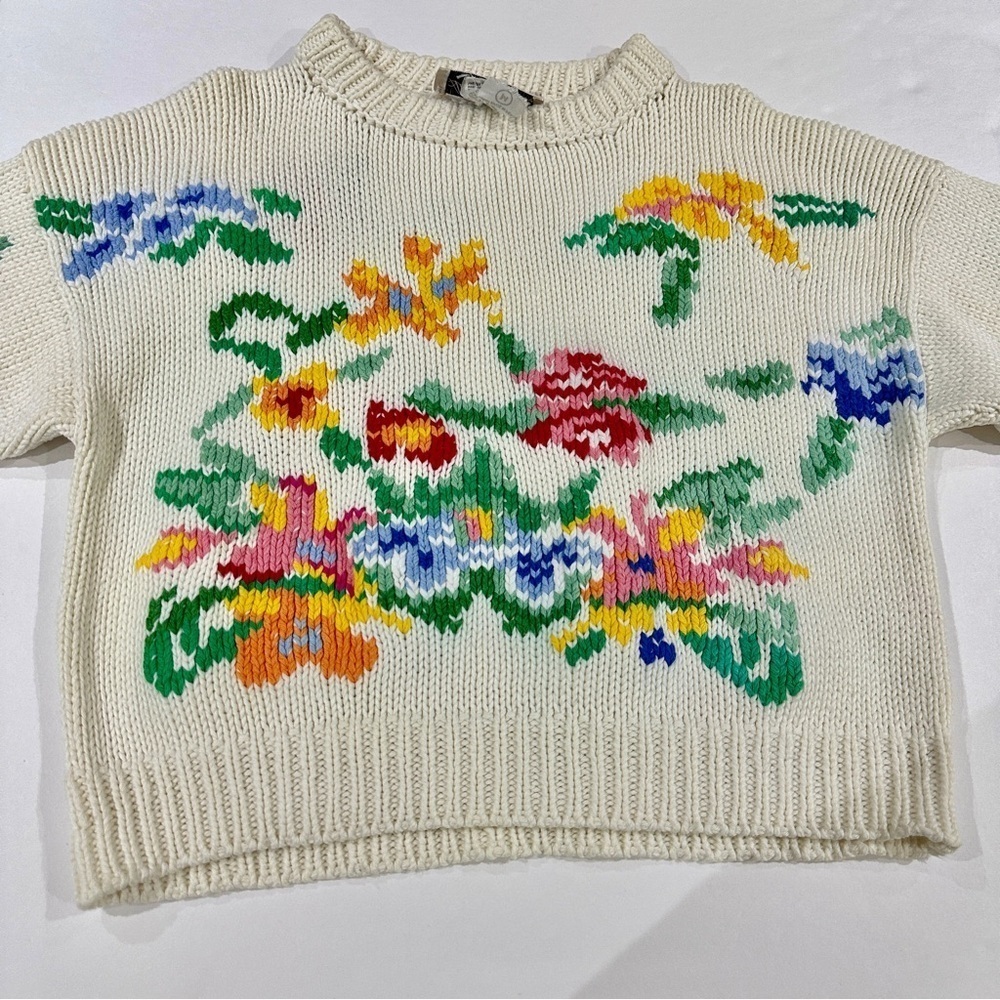 Girl’s Amazonias Hand Knit Floral Sweater - Picture 3 of 7